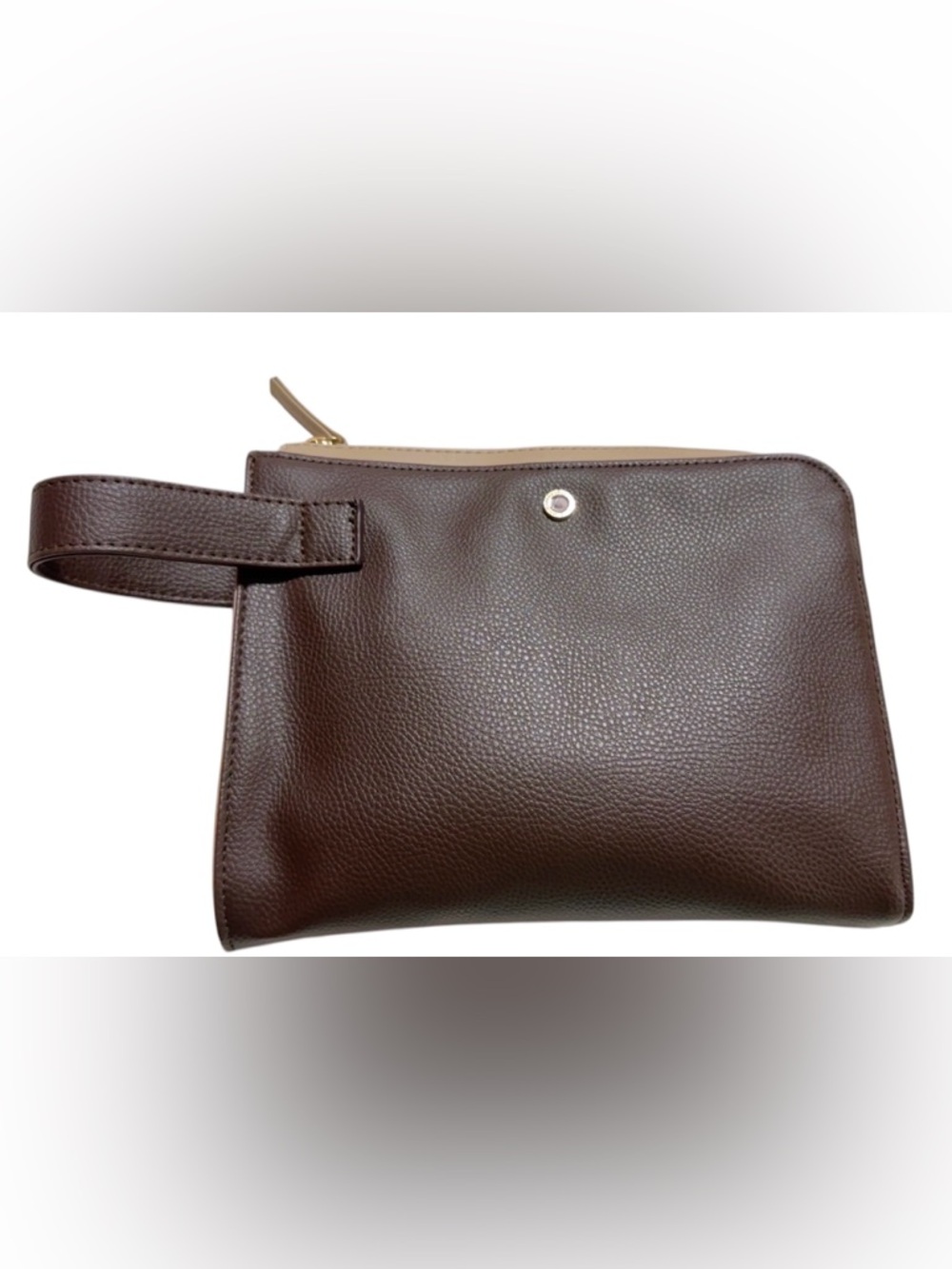 BVLGARI LEATHER BROWN/GREY COSMETIC BAG  9” x 7.5” Approximately NWOT UNISEX